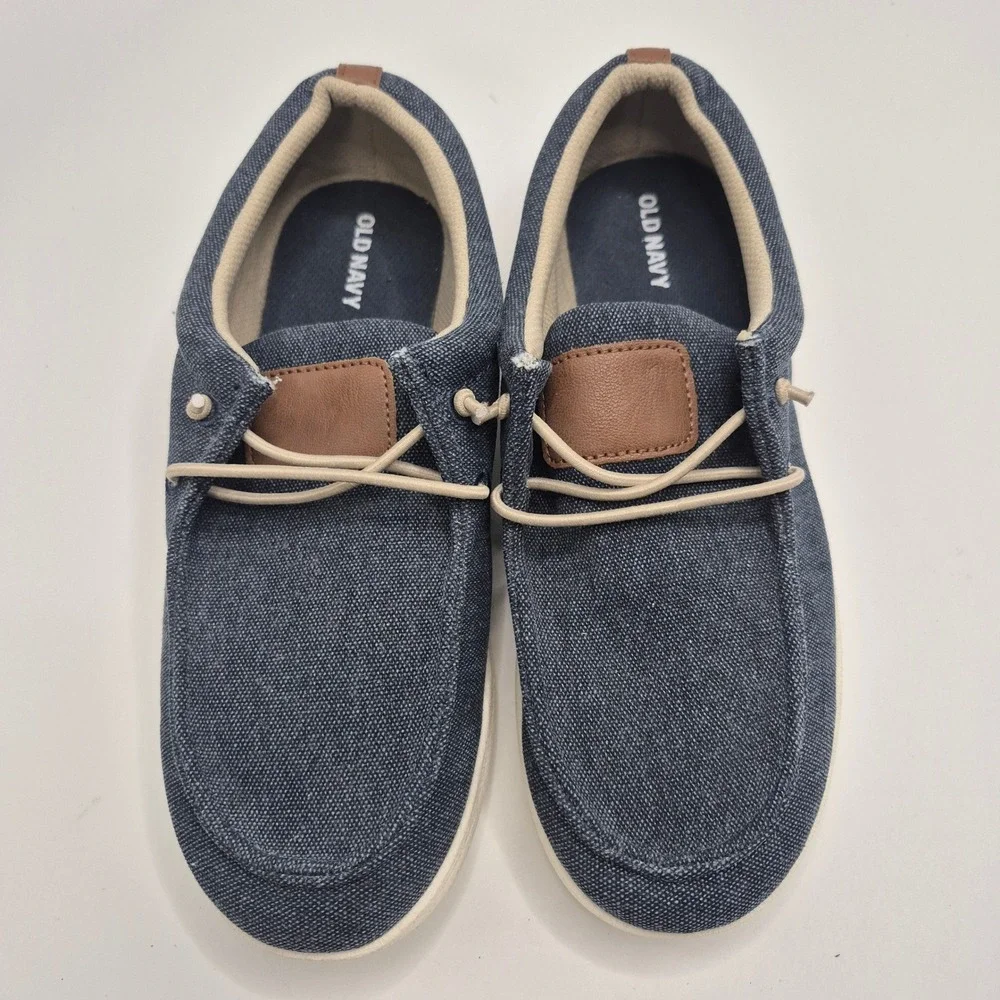Old Navy Boys Navy Blue Canvas Deck Shoes Moc Toe Loafers 5Y S/694350-01